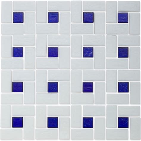 Sapphire 1 X 1 And White 1 X 2 Pinwheel Pattern Glass Tile Aquablu Mosaics