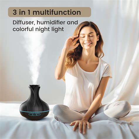 Noahstrong 600ml Essential Oil Diffusers With 8 Essential Oils Set Vase Shape Aromatherapy