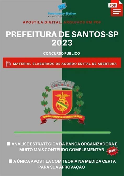 Provimento Efetivo Concursos Apostila Prefeitura Santos SP