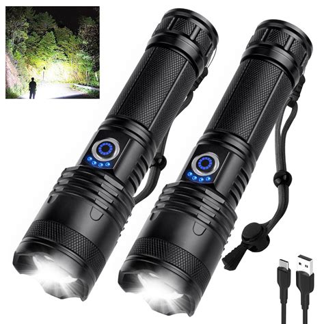 Qopoyu Led Rechargeable Flashlights High Lumens Flash Light 200000