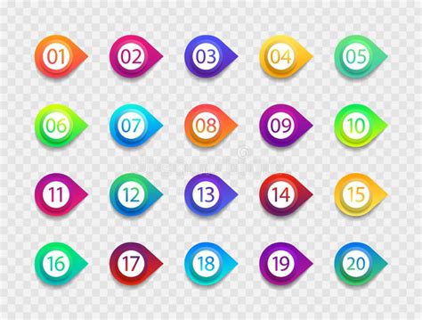 Bullet Point Icons With Numbers Color Circles For Infographic With