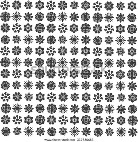 Set Abstract Black White Flowers Stock Vector Royalty Free 339330683