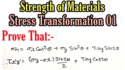 Stress Transformation Equations Prove For 2D Plane Strength Of