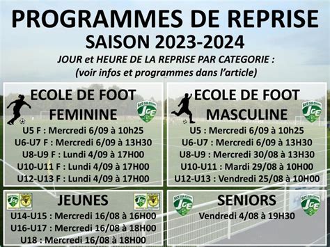 Programmes de reprise 2023 2024 JGE Sucé Football