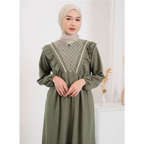 Jual Gamis Wanita Muslim Terbaru Maxy Dress Kekinian Bahan Crinkle