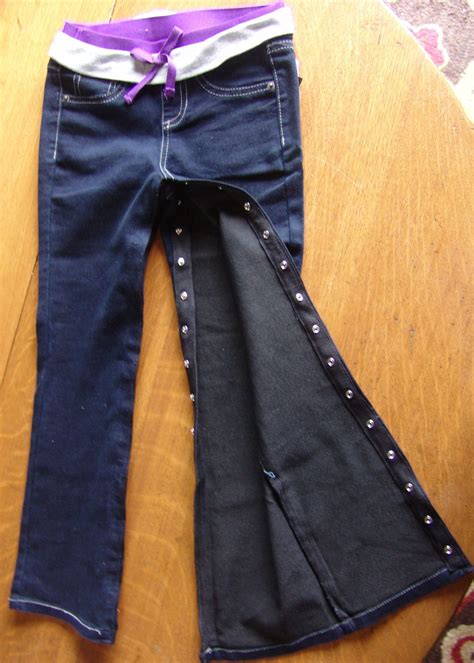 Girls Size 6x Open Inseam Stretch Adaptive Blue Jeans For Handicapped Snaps In Entire Inseam