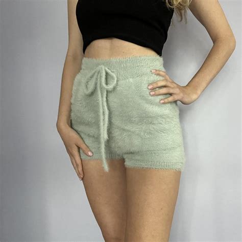 Meshki Luna Fluffy Shorts In Pistachio Light Depop