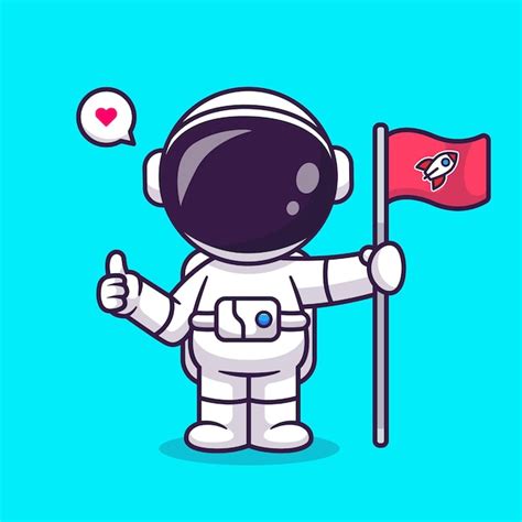 Bonito astronauta segurando a ilustração do ícone do vetor dos desenhos