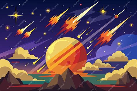 Premium Vector A Celestial Interpretation Of A Meteor Shower