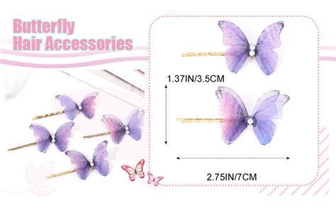 Bartosi Butterfly Hair Clips Purple Butterfly Hair Accessories For Women And Girls