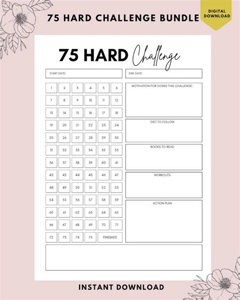 Printable 75 Hard Challenge Printable Kids Entertainment