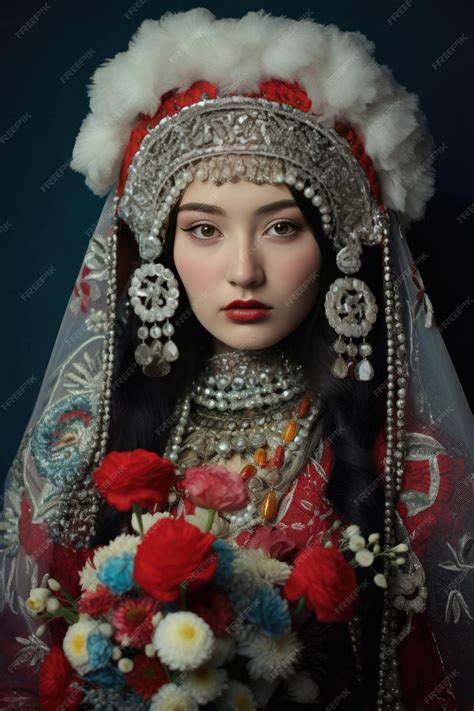 Premium Ai Image Portrait Of A Kazakh Bride