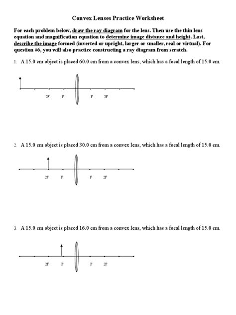 Converging Lens Ray Diagram Worksheet