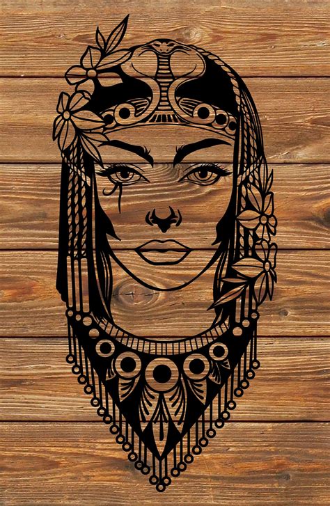 Png Svg File Cleopatra Egyptian Goddess Queen Tattoo Etsy