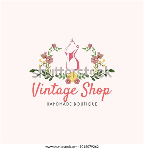 Tailor Sewing Vintage Mannequin Fashion Floral Stock Vector Royalty