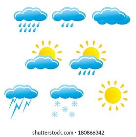 Vector Weather Icons Set Sun Clouds Stock Vector Royalty Free