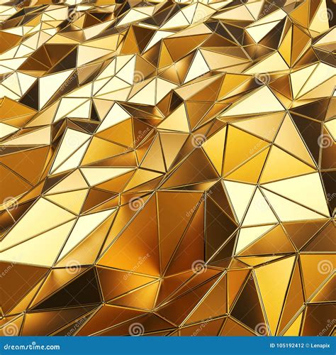 Abstract Gold Polygons 3d Rendering Background Stock Illustration