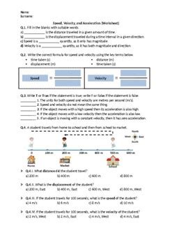 Velocity And Acceleration Worksheets Answers Master Physics With