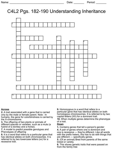 C L Pgs Understanding Inheritance Crossword Wordmint