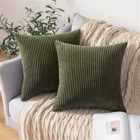 Miulee Pack Of Corduroy Pillow Covers Soft Soild Striped Throw Pillow