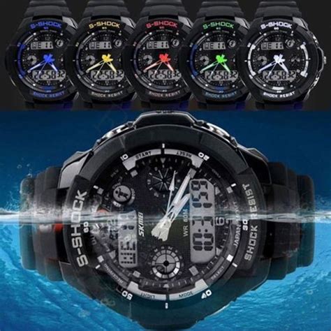 SKMEI Mens LED Digital Analog Alarm Waterproof Sport Army Watch