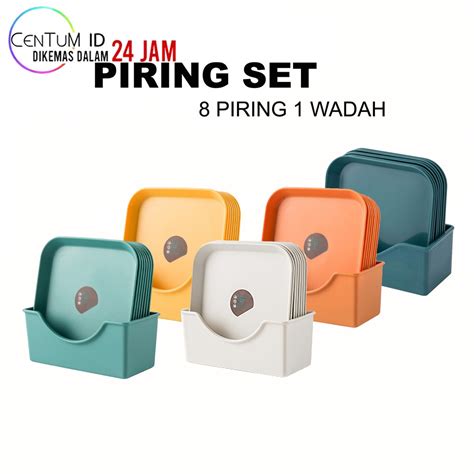 Jual Piring Set 8 Piring 1 Wadah Piring Snack Piring Kue Ulang Tahun