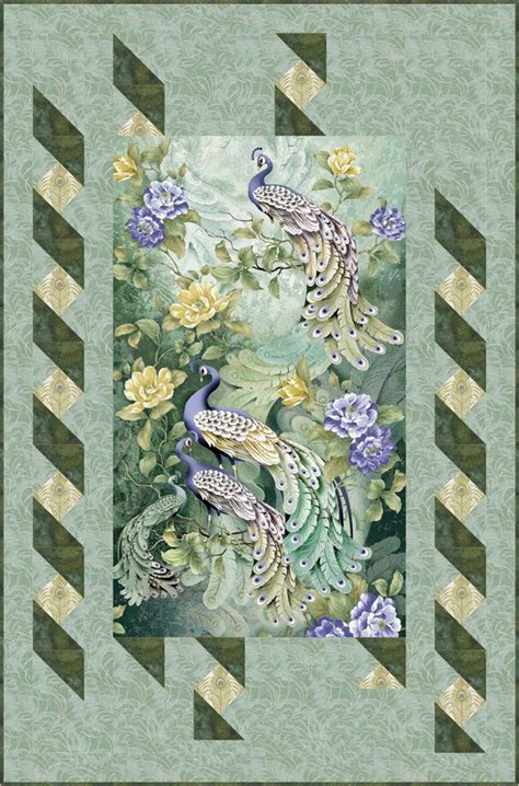 Feathered Peacock Ribbon Fall Quilts Panel Quilt Patterns Fabric Panel Quilts