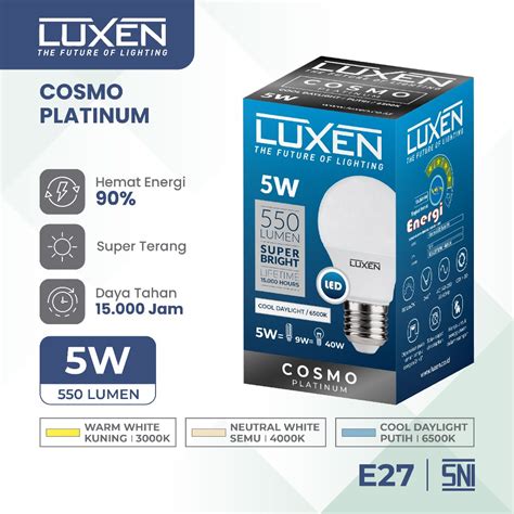 Jual Luxen Lampu LED Cosmo 5 Watt Cahaya Putih Kuning Dan Neutral