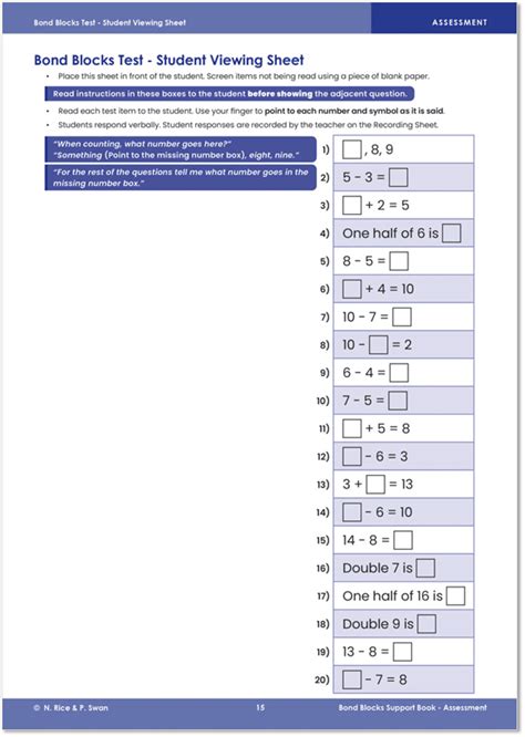 Test: Administering & Recording - Bond Blocks Maths Intervention Program