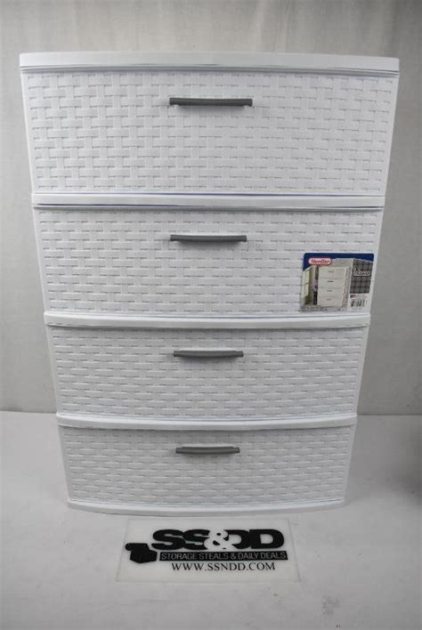 Sterilite Drawer Wide Weave Tower White Small Damage On Top