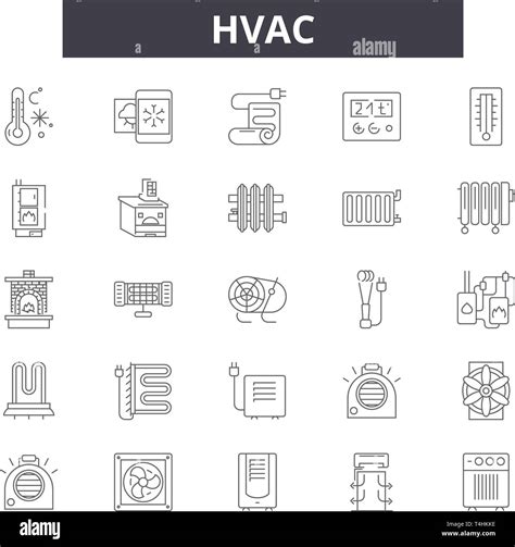 Hvac Line Icons Signs Set Vector Hvac Outline Concept Illustration Hvac Air Fan Ventilation