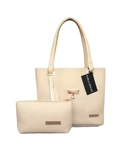 Bolso Dama Cartera Mediana Regalo Mujer Marca Karla Chacon Color Beige