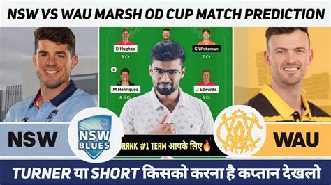 Nsw Vs Wau Dream11 Nsw Vs Wau Dream11 Team Nsw Vs Wau Dream11 Prediction Marsh Cup Odd Team