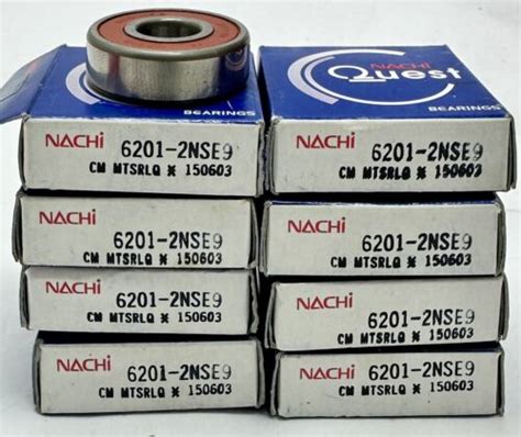 Lot Of 8 6201 2NSE9 CM NACHI Rubber Seal Ball Bearing 12x32x10 6201