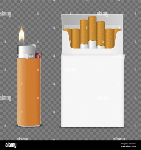 Vector Realista Abierta Caja De Cigarrillos En Blanco Con Cigarrillos Y