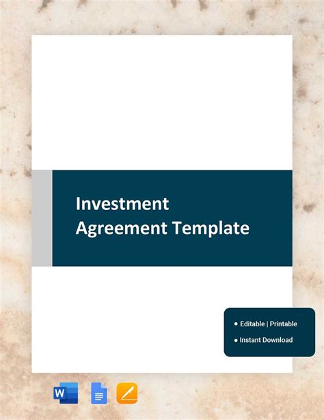 Investment Agreement Templates In Word Investment Agreement Docx