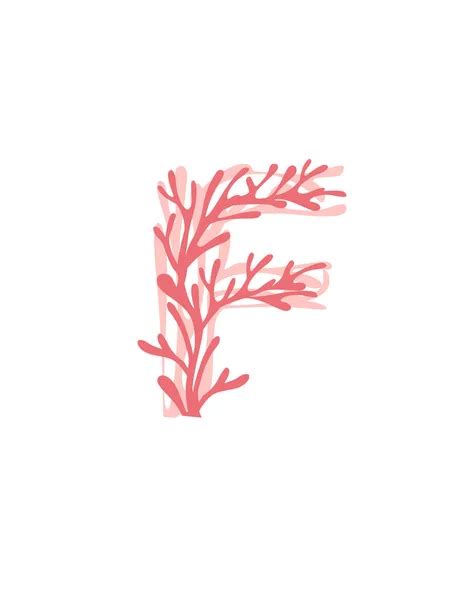 Letter Pink Colored Seaweeds Underwater Ocean Plant Sea Coral Elements