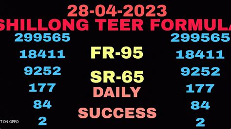 SHILLONG TEER FORMULA DATE 28 04 2023 DAILY SUCCESS Teerformula