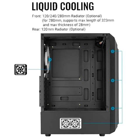 Gabinete Aerocool Bionic 1 Fan Rgb Negro Mid Tower