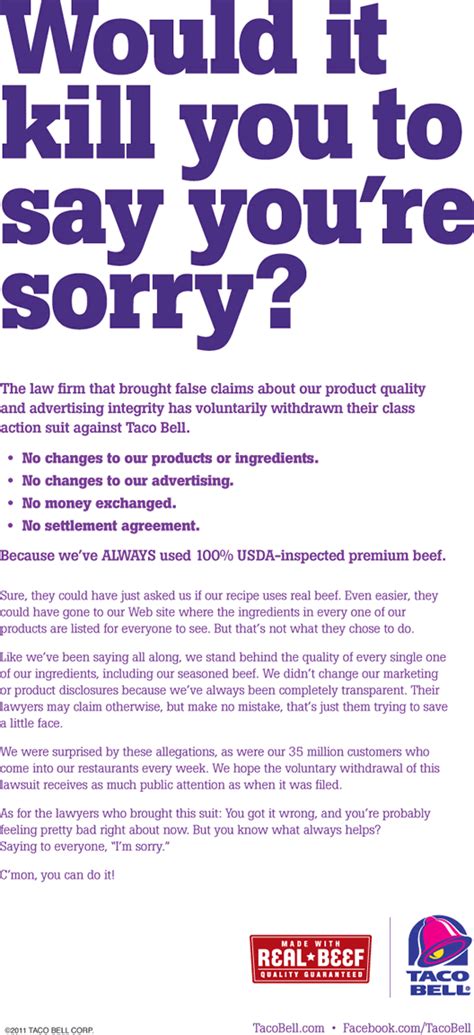 Taco Bell Would Like An Apology For Beef Lawsuit Eater