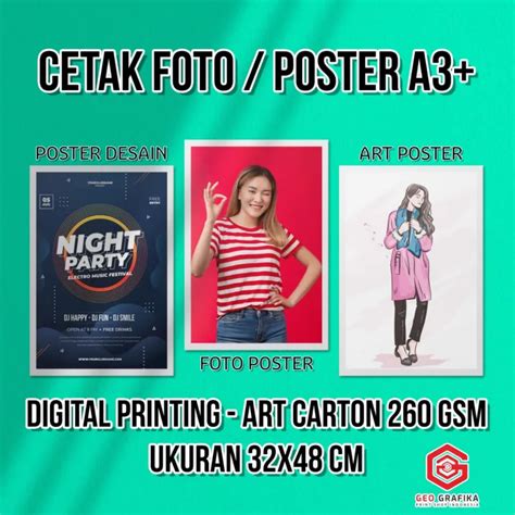 Cetak Foto Sendiri Ukuran Poster Ukuran A3 32x48 Cm Art Carton 260 Gsm Lazada Indonesia