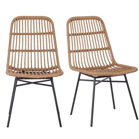 Set Of 2 Brown Rattan Dining Chairs Fion Furniture123