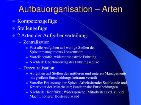 PPT Aufbauorganisation und Unternehmensführung PowerPoint