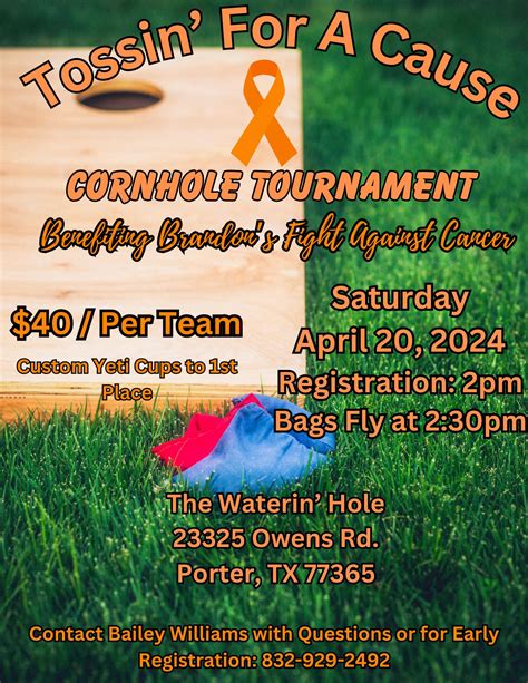 Cornhole Tournament for Brandon’s Fight Against Cancer