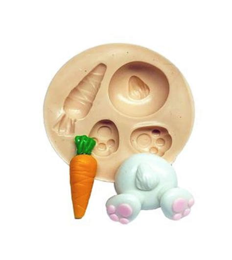 Molde De Silicone Mini Coelho Cenoura Confeitaria F Elo