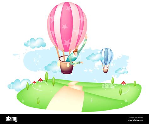 Representation Of Man In Hot Air Balloon Stock Photo Alamy