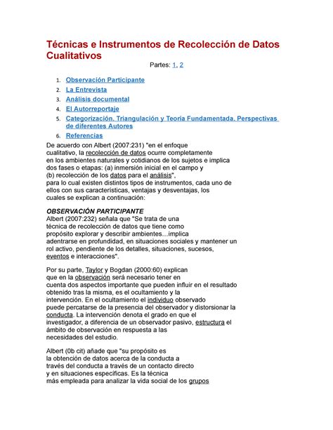 Técnicas E Instrumentos De Recolección De Datos Cualitativos