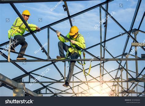 Two Asian Construction Workers Wore Safety Stock Photo 1818306065 ... 