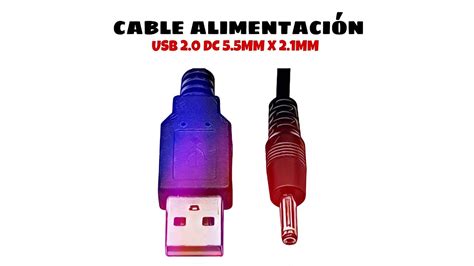 Cable Alimentacion USB 2 0 DC 3 5 Mm X 1 35 Mm 0 8 Metros Negro