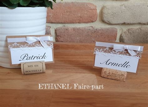 Marque Place Kraft Et Dentelle Mariage Champetre Chic Papier Etsy France